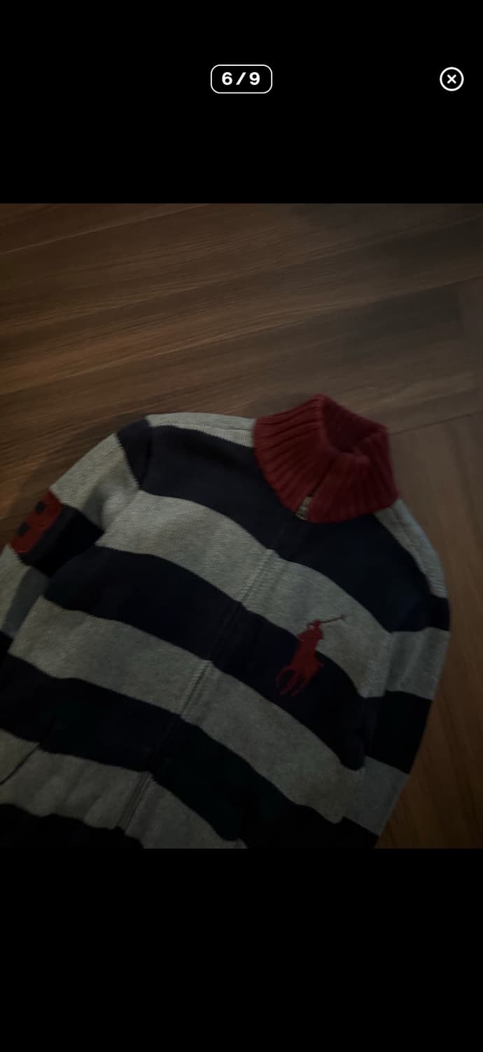 폴로 랄프로렌 빅포니 단가라 니트집업 상품이미지2