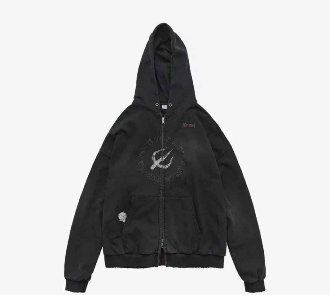 [3] 폴리테루 x 핫 스터프 집 후디 '스피어' 블랙 상품이미지1