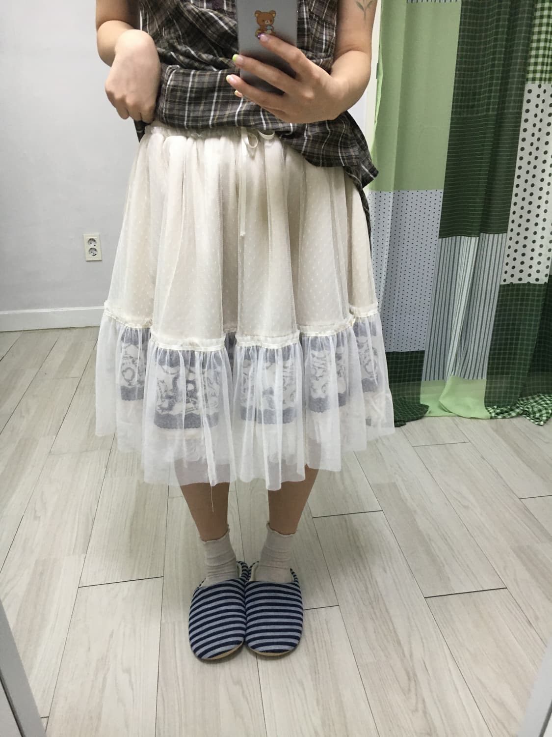 아이보리•베이지 도트 샤스커트 상품이미지9
