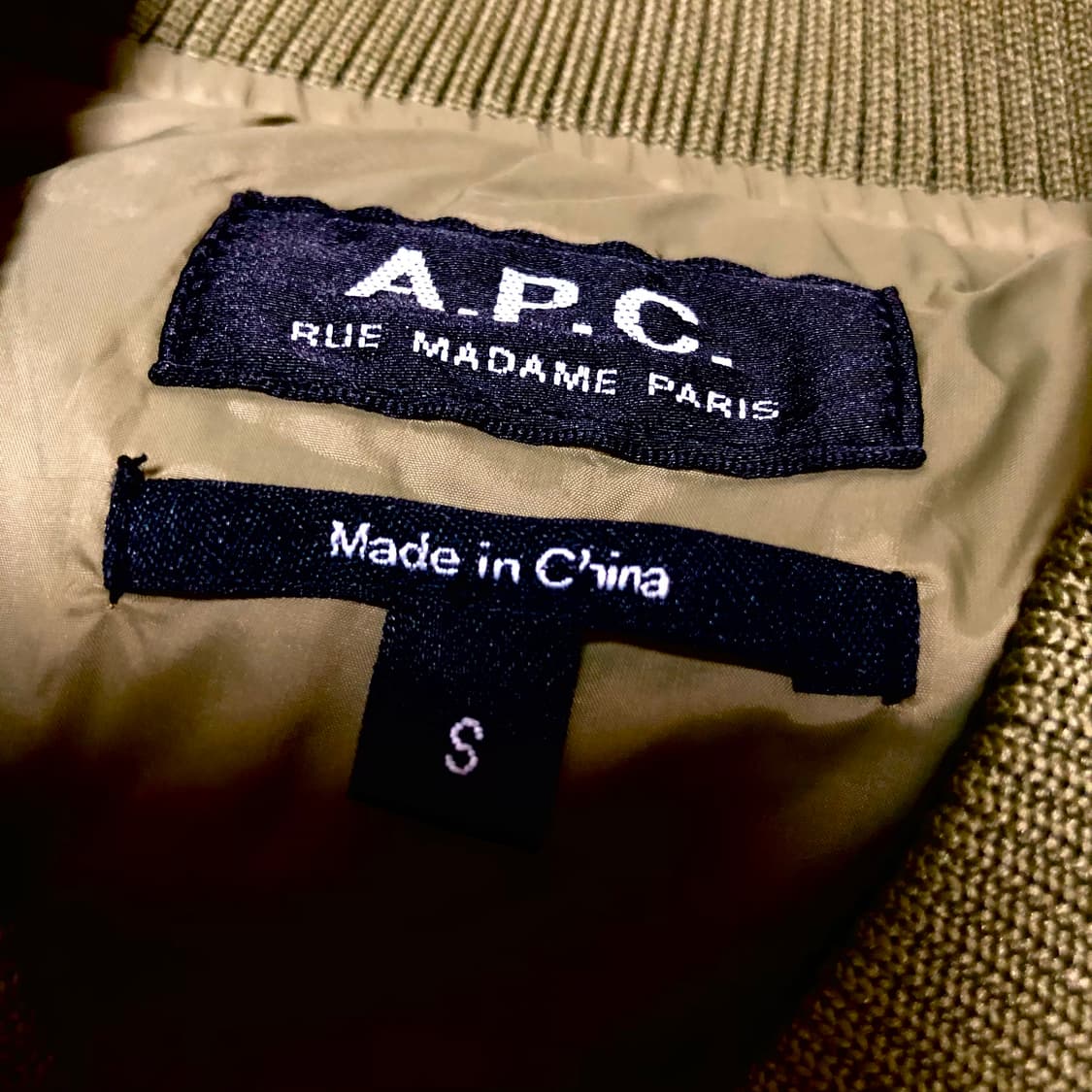 APC 아페쎄 봄버 자켓 카키 MA1 남성용 상품이미지4