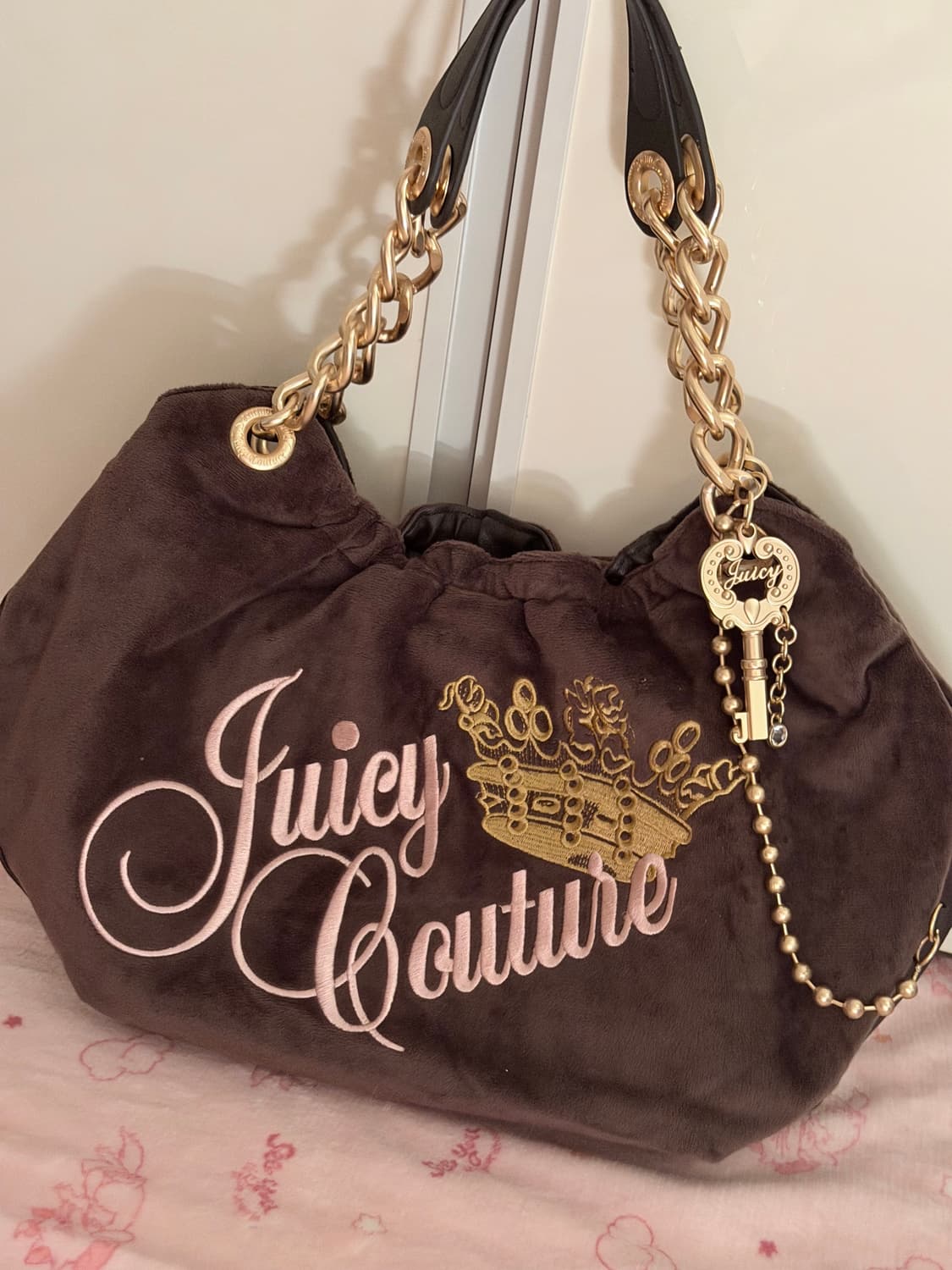 대대장) 쥬시꾸뛰르 브라운 벨벳 체인 호보백 빈티지 상품이미지1