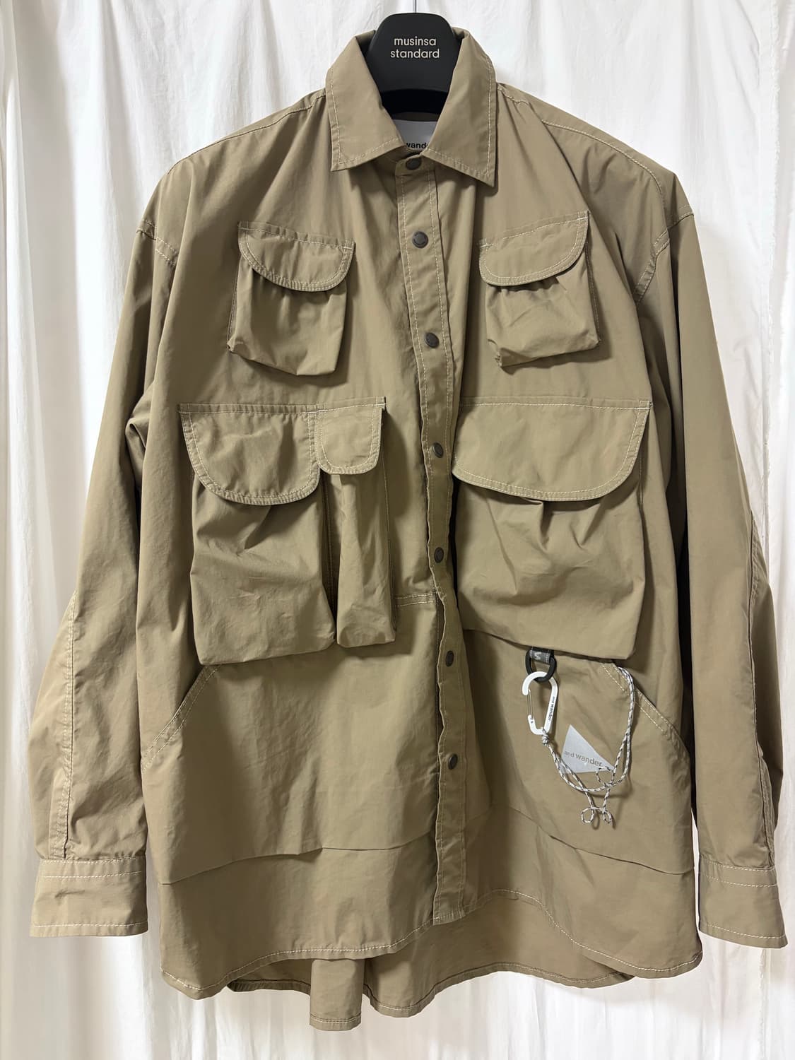 앤드원더 멀티포켓 롱슬리브 셔츠 다크 베이지 M 상품이미지3