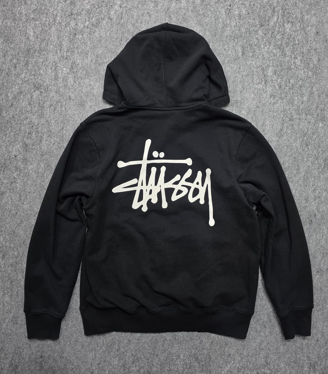 스투시 베이직 로고 후드집업 블랙 S 상품이미지2