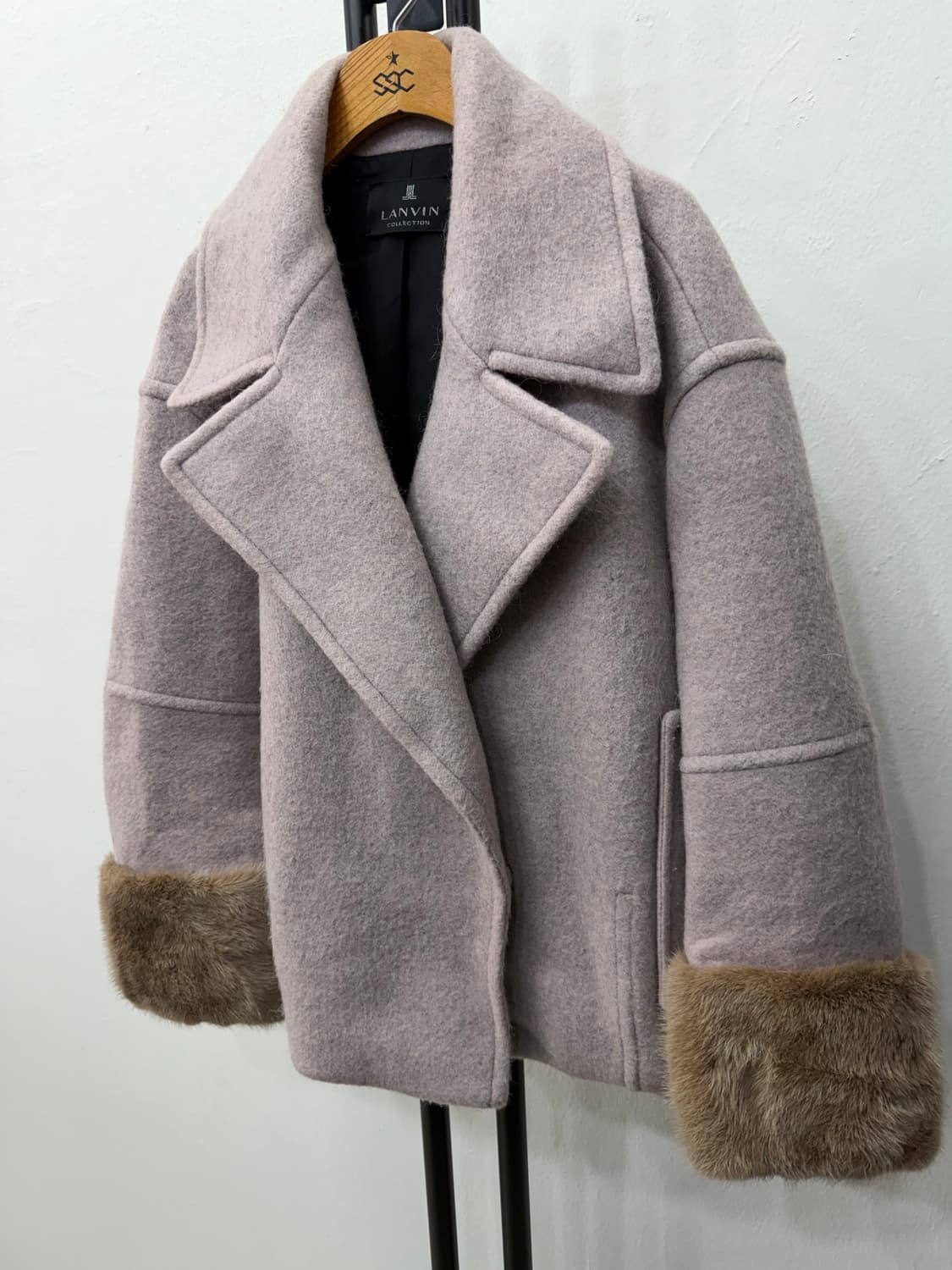 정품) 랑방 컬렉션 한섬 밍크퍼프 소매 코트 82 상품이미지3