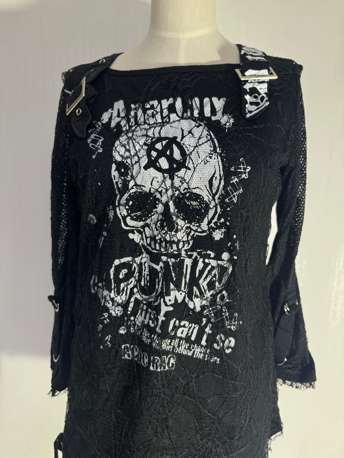 Acdc rag 스컬 스파이더 웹 롱슬리브 아나키 펑크 y2k 상품이미지5