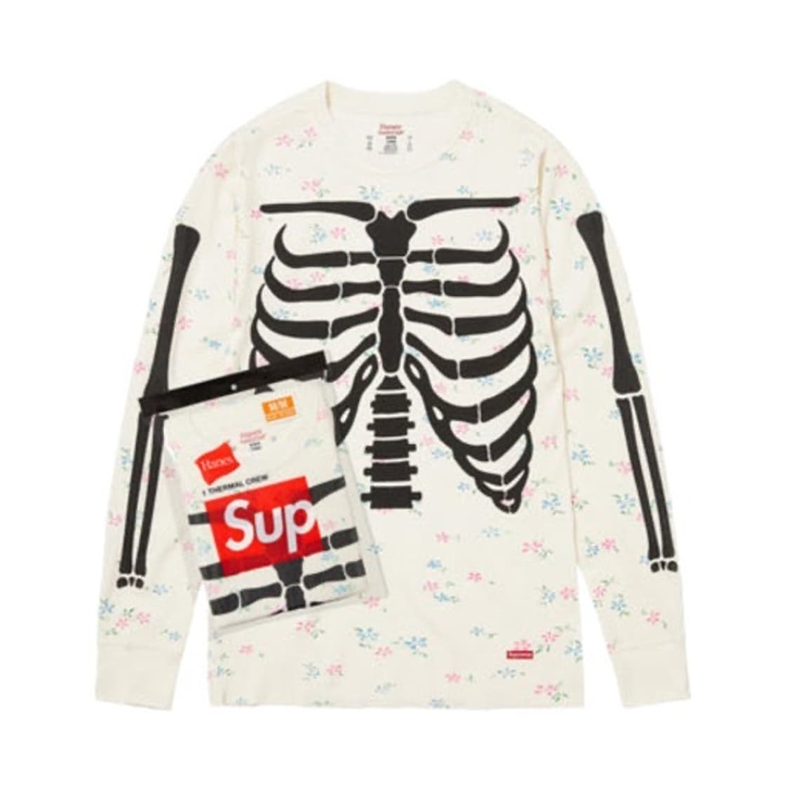 L,XL,XXL]슈프림 플로럴 헤인즈 본즈 써멀 크루 티셔츠 롱슬리브 상품이미지1