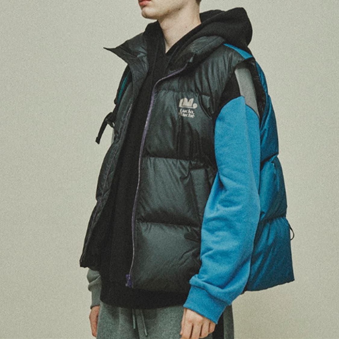 럭키마르쉐 다운 패딩 조끼 가볍고빵빵 남성 오버핏 M L 사랑봉봉 상품이미지1