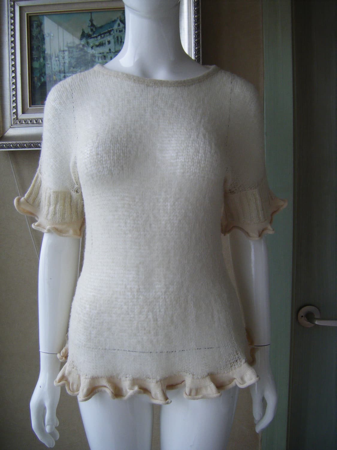 [Johanna.ho] Sheer Ruffle Knit Top 상품이미지2