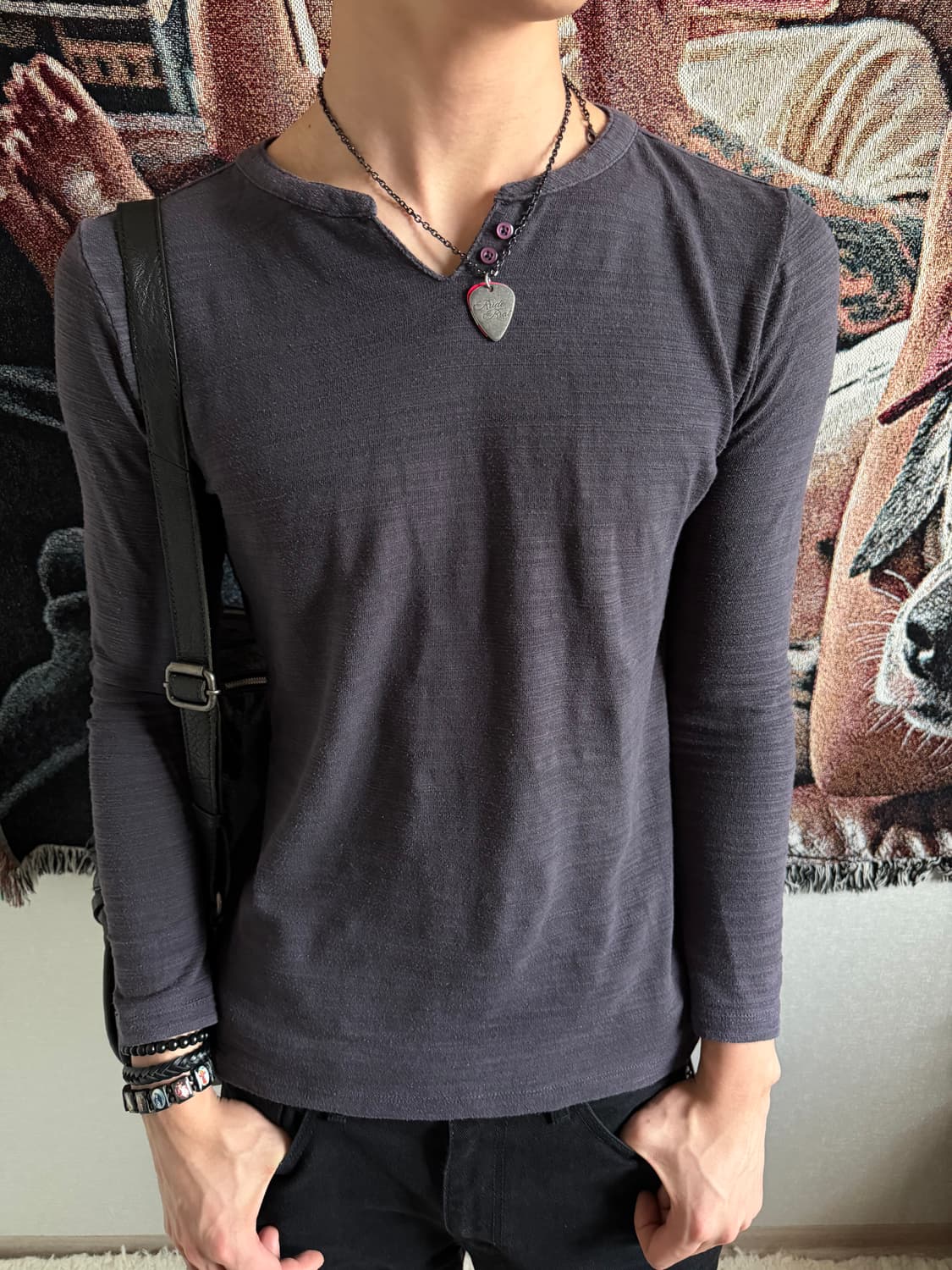 Purple henryneck sleeve 상품이미지1