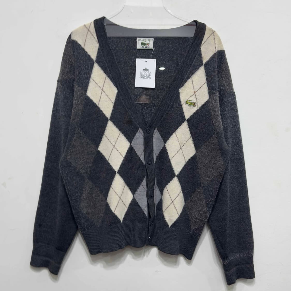 서광 라코스테 아가일 니트 가디건 상품이미지1