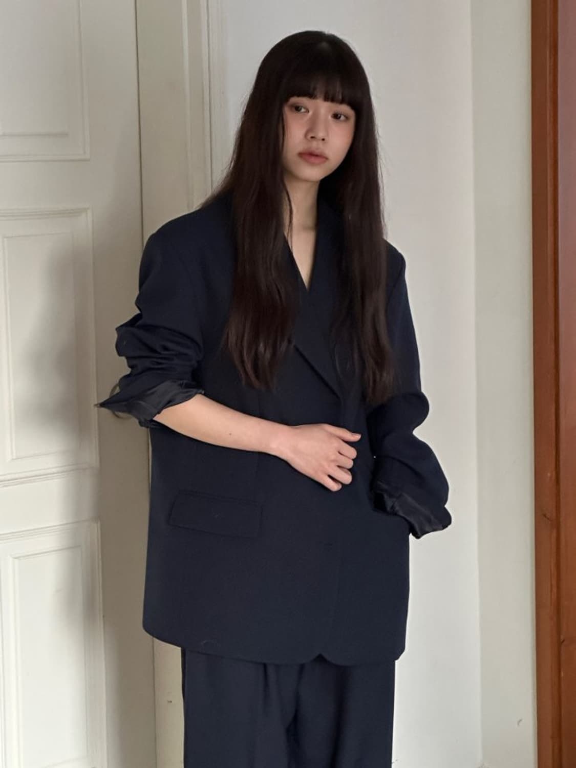 르버터LeButter 모멘토 울 오버자켓 네이비 새상품 상품이미지1