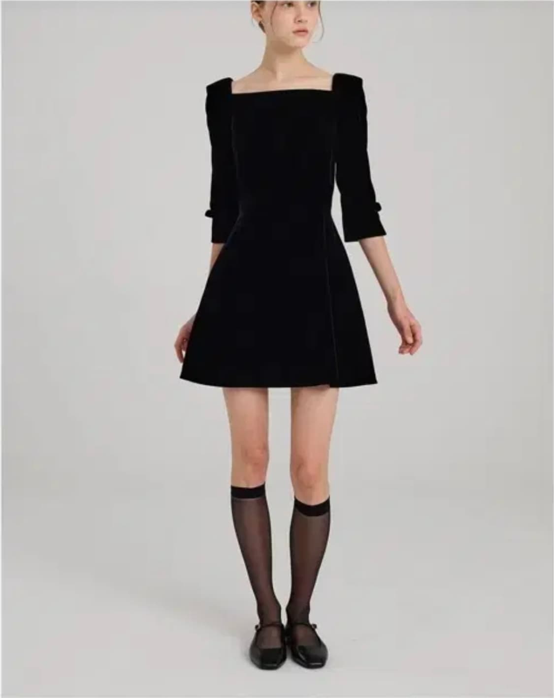 플로움 벨벳 리본 드레수 상품이미지2