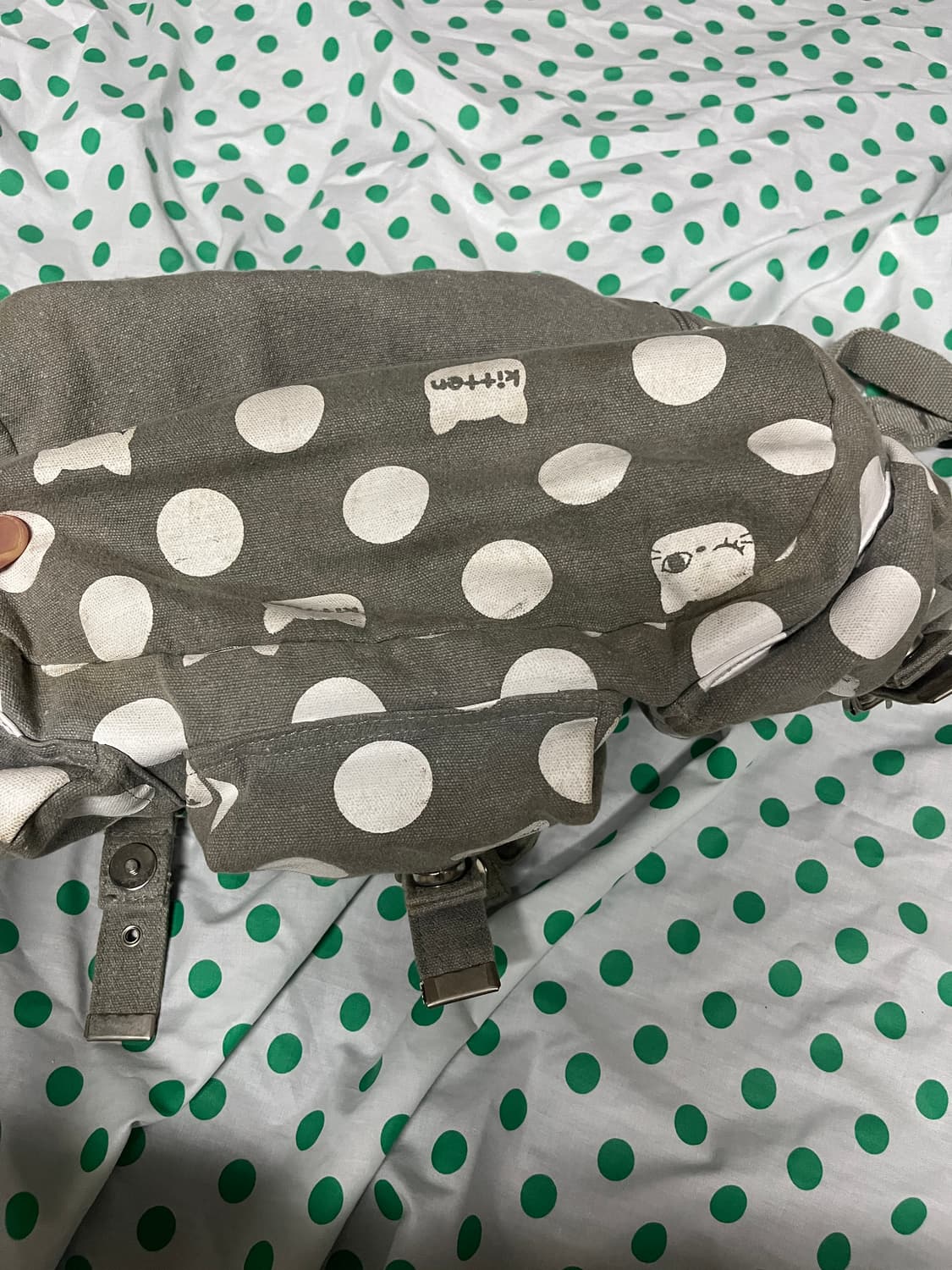 그레이 도트 고양이 빈티지 백팩 상품이미지4