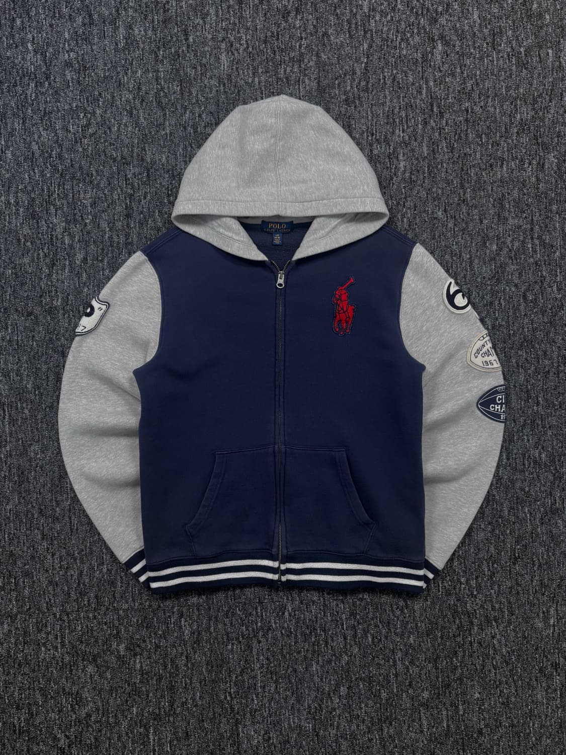 폴로 빅포니 네이비 배색 후드집업 상품이미지3