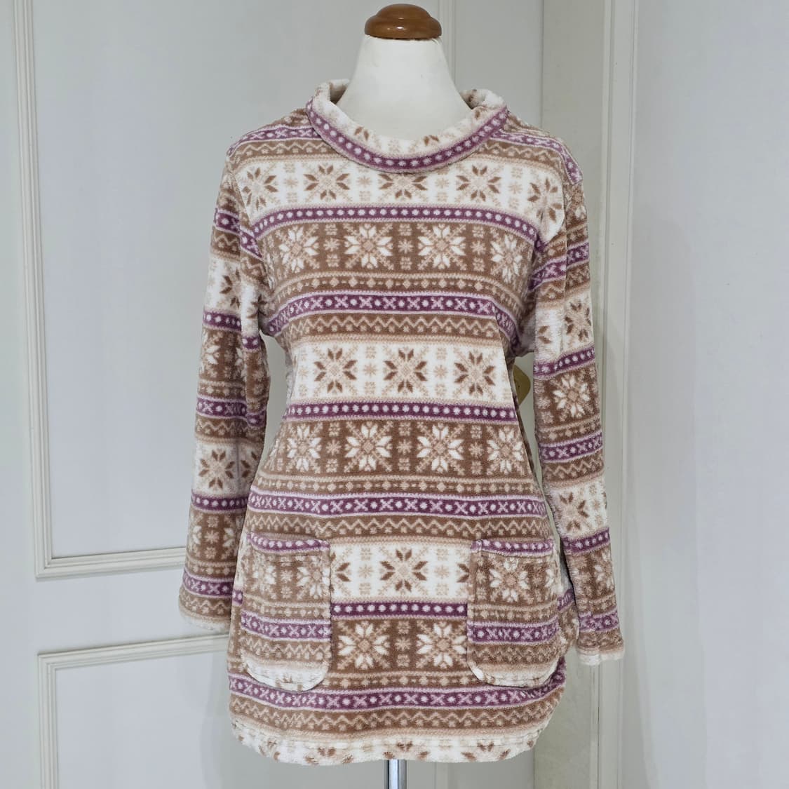 일본빈티지)노르딕 모리걸st 로맨틱 초코히메라떼갸루 수면후리스파자마상의 상품이미지2