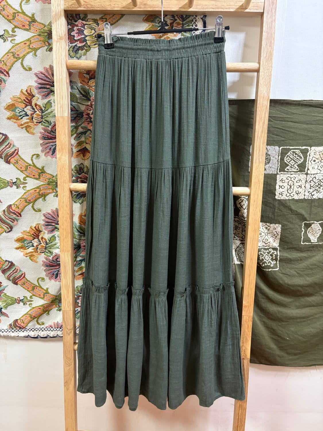 h&m 히피 모리 하구미 딥 카키 롱 스커트 상품이미지4