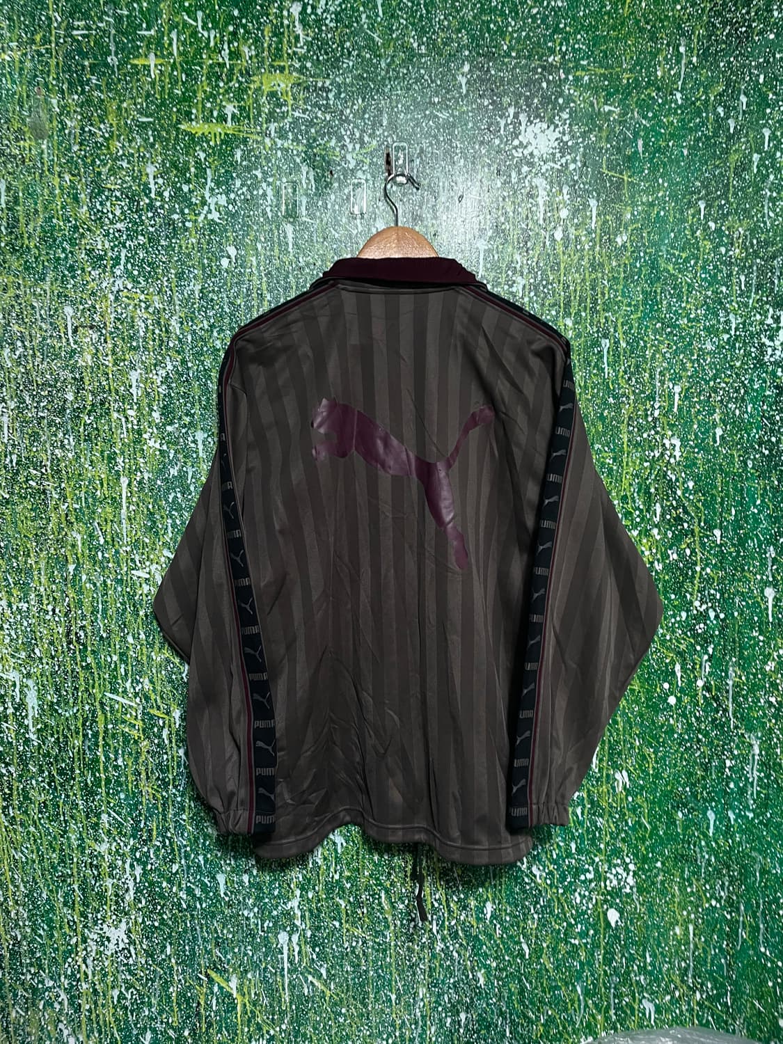 퓨마 초코 브라운 버건디 빅로고 오버핏 사이드라인 져지 L XL 상품이미지3