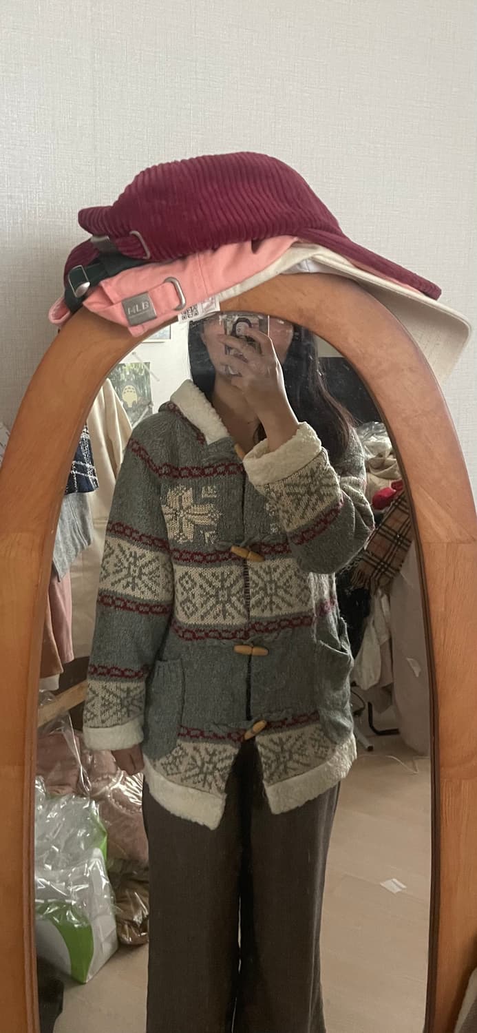 모리걸 빈티지 노르딕 후드 코트 🩶♥️❄️ 상품이미지4