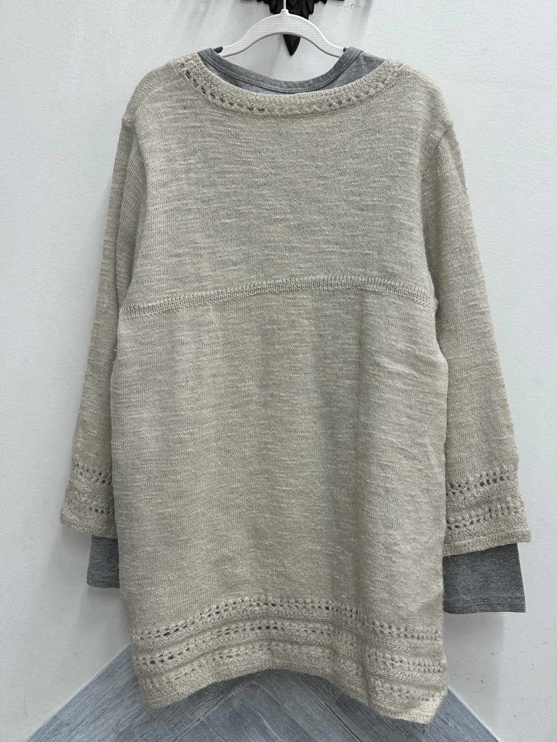 🐈‍⬛사와코의 고양이 폭닥니트 레이어드 코디세트🐈‍⬛미디 체크치마 봄 상품이미지5