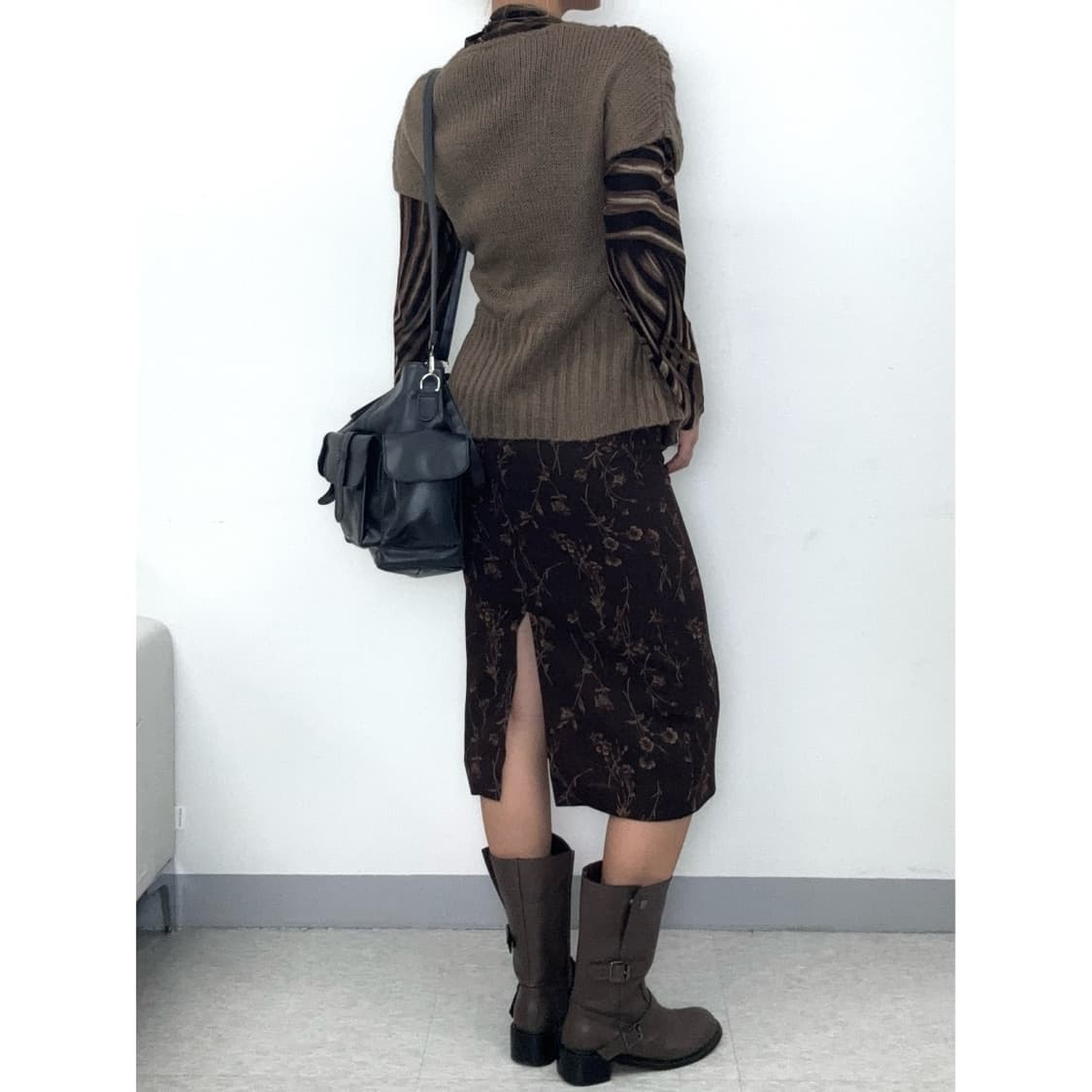 빈티지 브라운 반팔 니트 상품이미지3