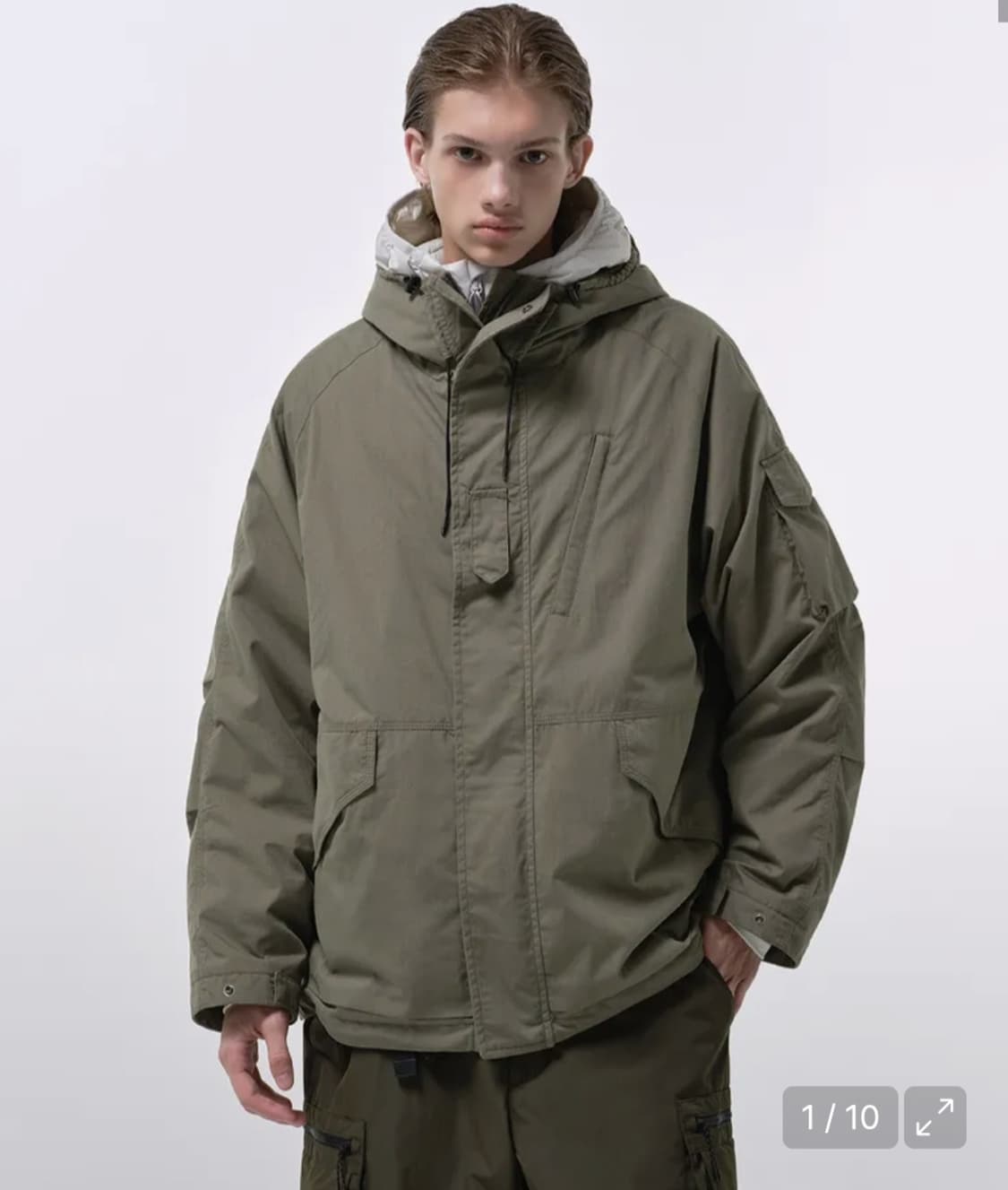 무신사 스탠다드 시티 레저 CN 후디드 쉘 파카 라이트 카키 M 상품이미지1