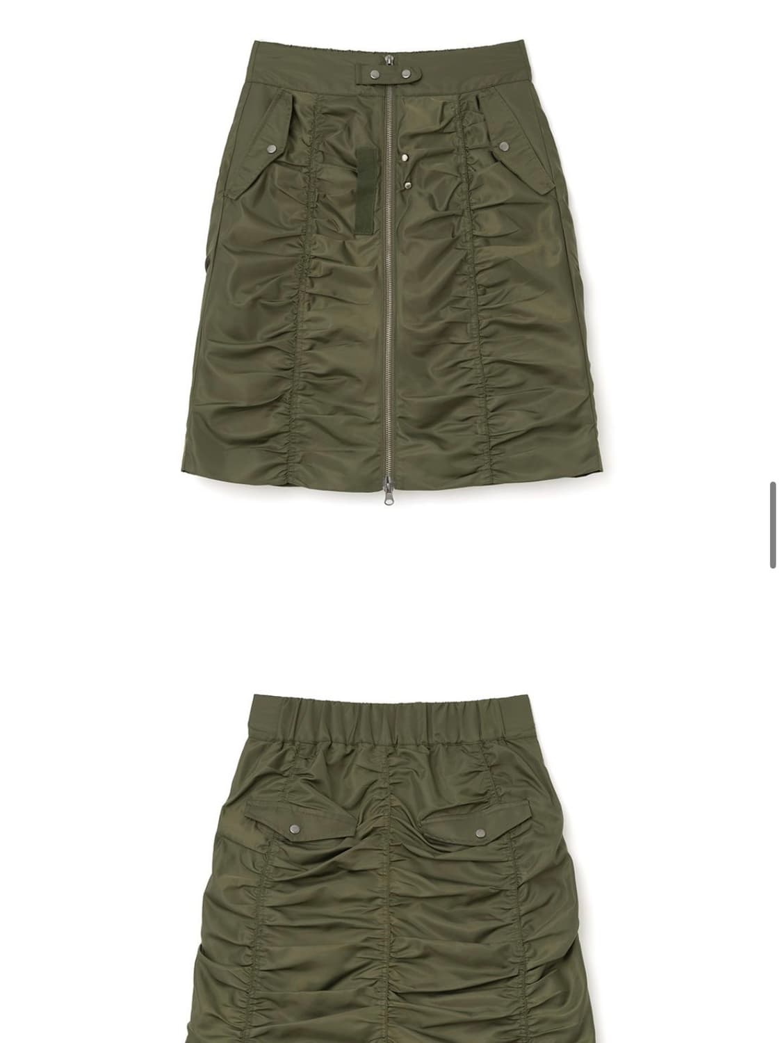 밀로우먼 유틸리티 셔링 지퍼 스커트 카키 M 상품이미지2