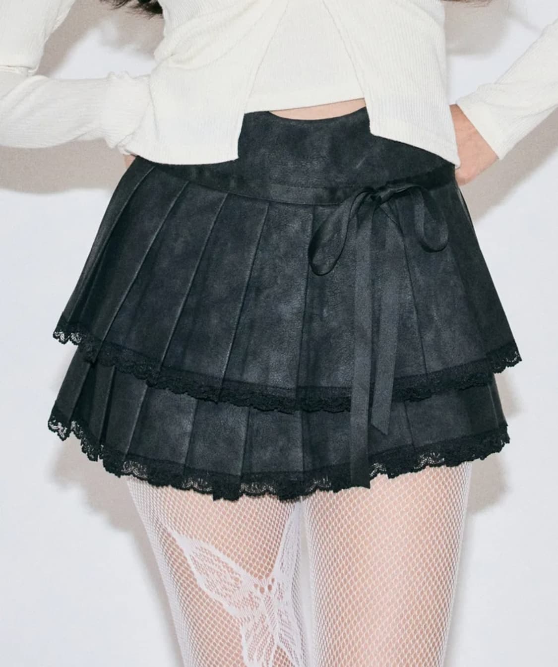 새상품)) 제로플래닛 클레어 비건 레더 플리츠 스커트 블랙 상품이미지1