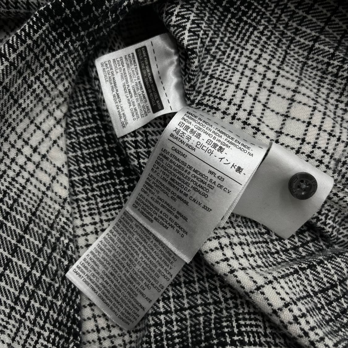 리바이스 스냅포켓 울 그레이 체크셔츠 S 상품이미지6