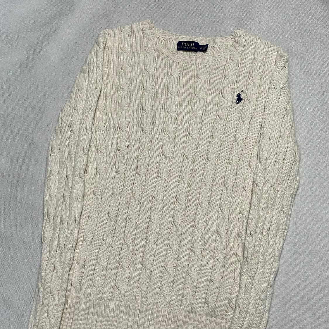 XS 폴로랄프로렌 네이비 포니 여성용 아이보리 케이블 니트 상품이미지1
