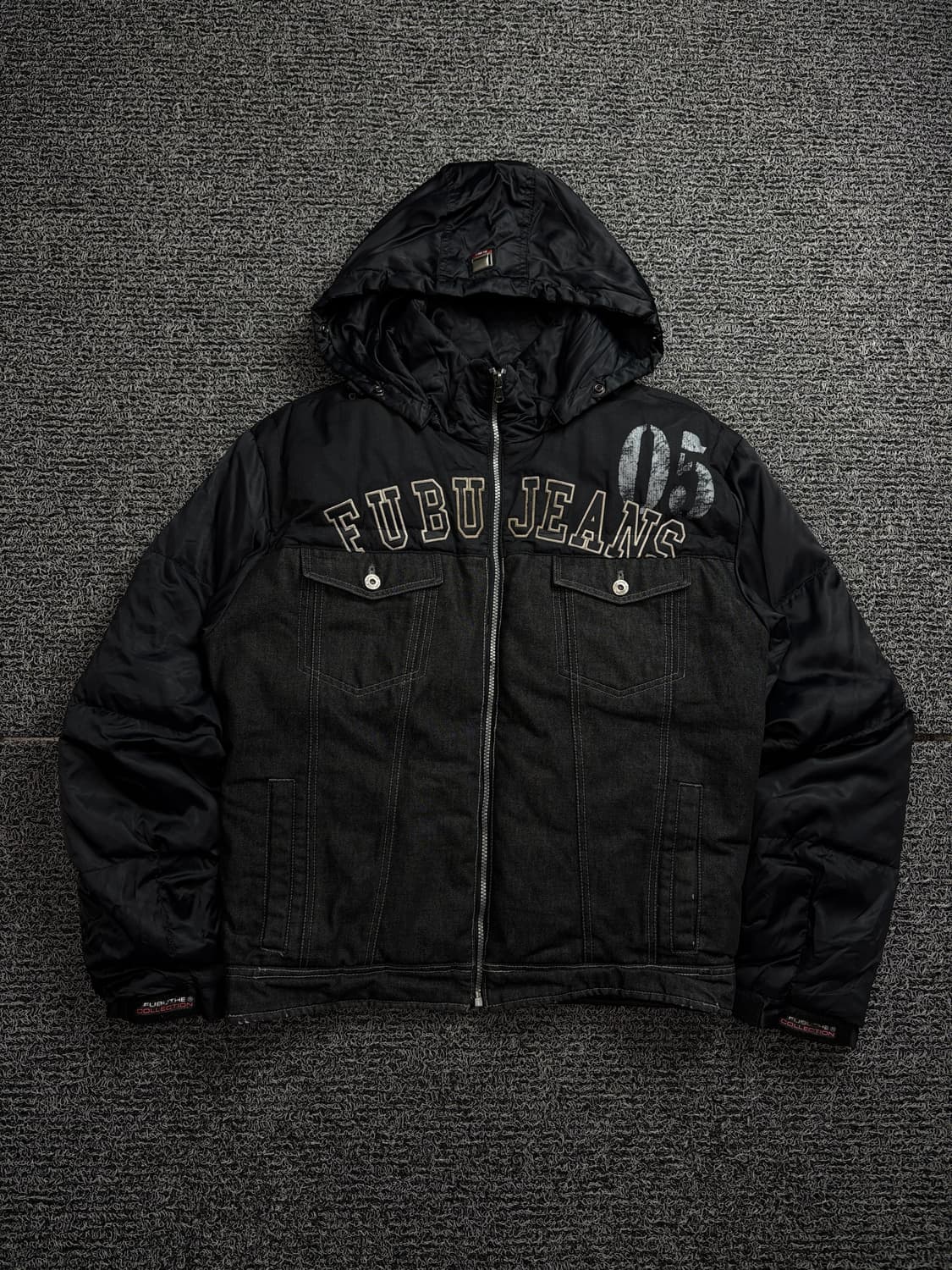 00s 후부 y2k 올드스쿨 데님 믹스업 후드 다운 자켓 1842 상품이미지2