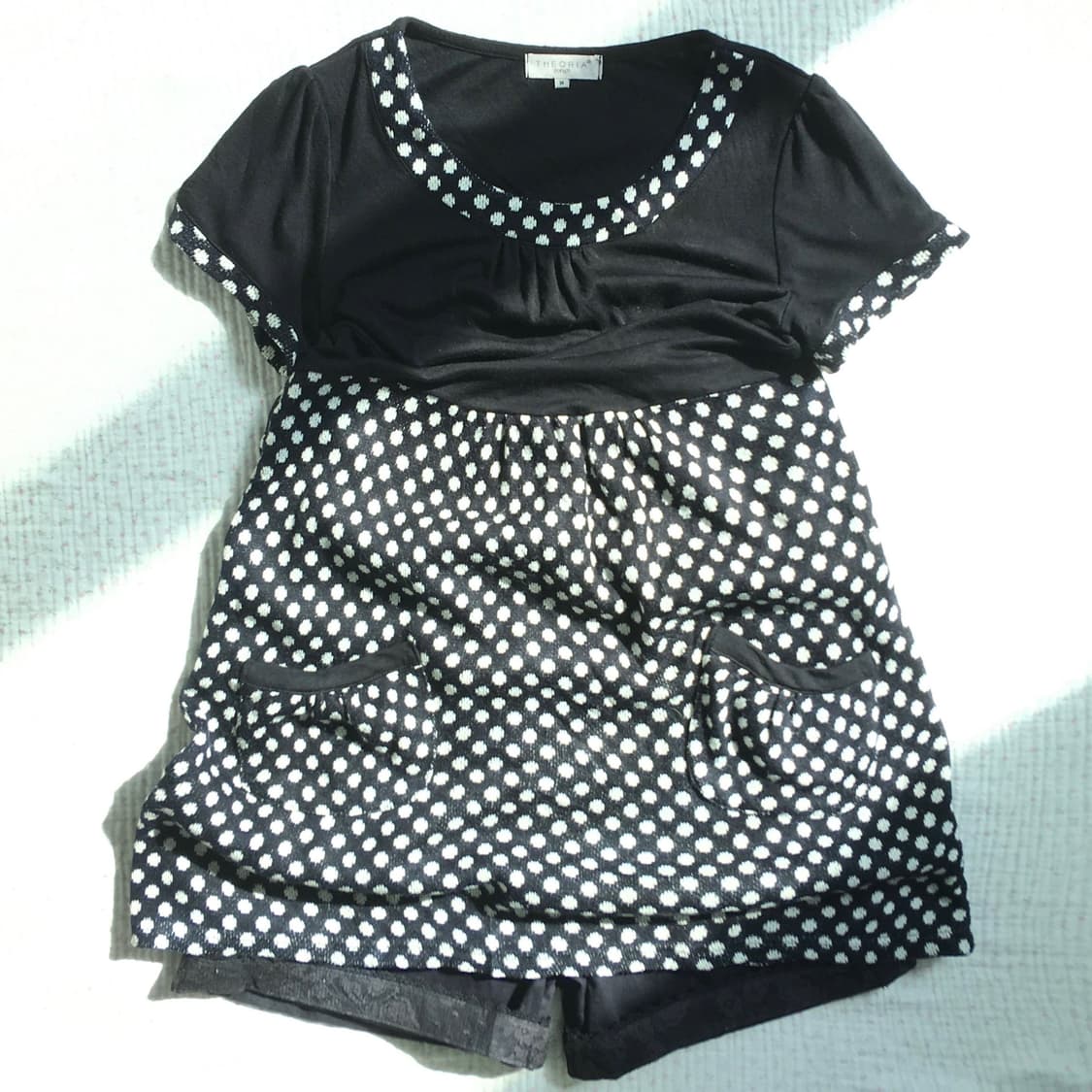 JPN_ THEORIA/  도트무늬 반팔 원피스  도트반팔니트 모리걸룩 상품이미지1