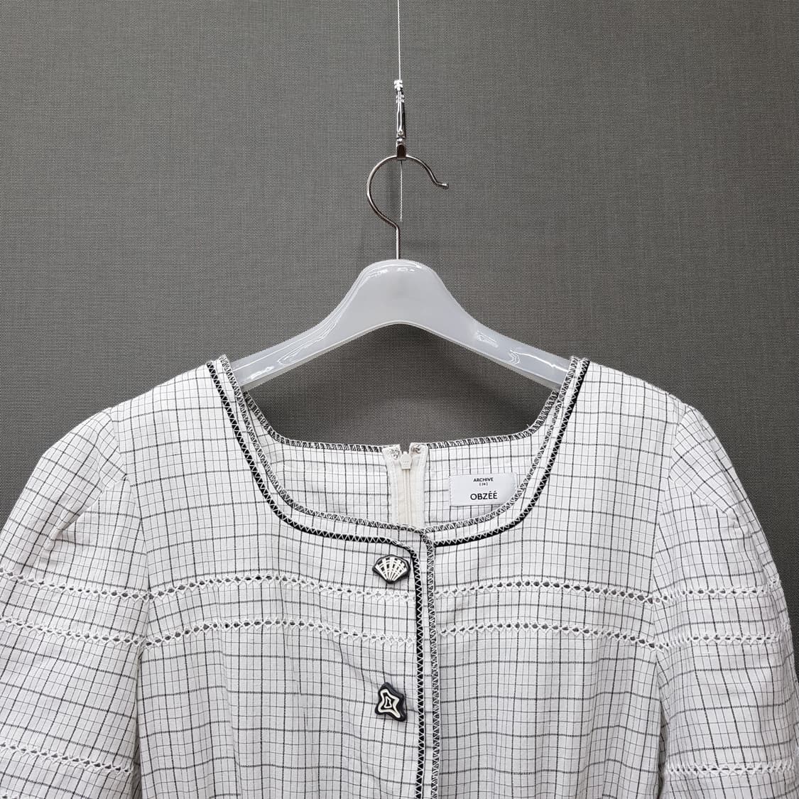 오브제 2021 체크 자수 포인트 반팔 롱 원피스 S사이즈 상품이미지3