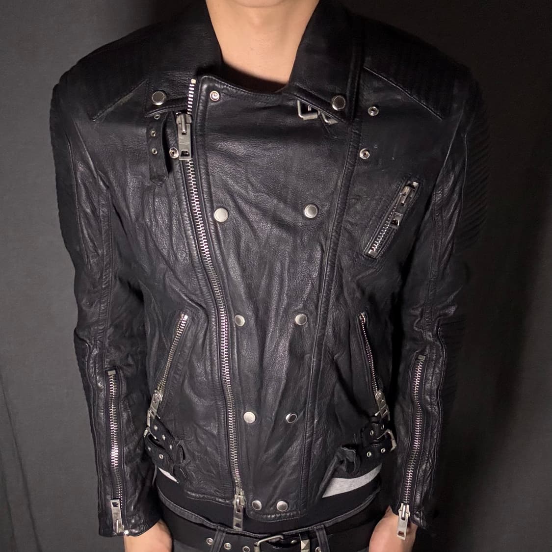 lamb skin slim fit rider jacket 상품이미지6