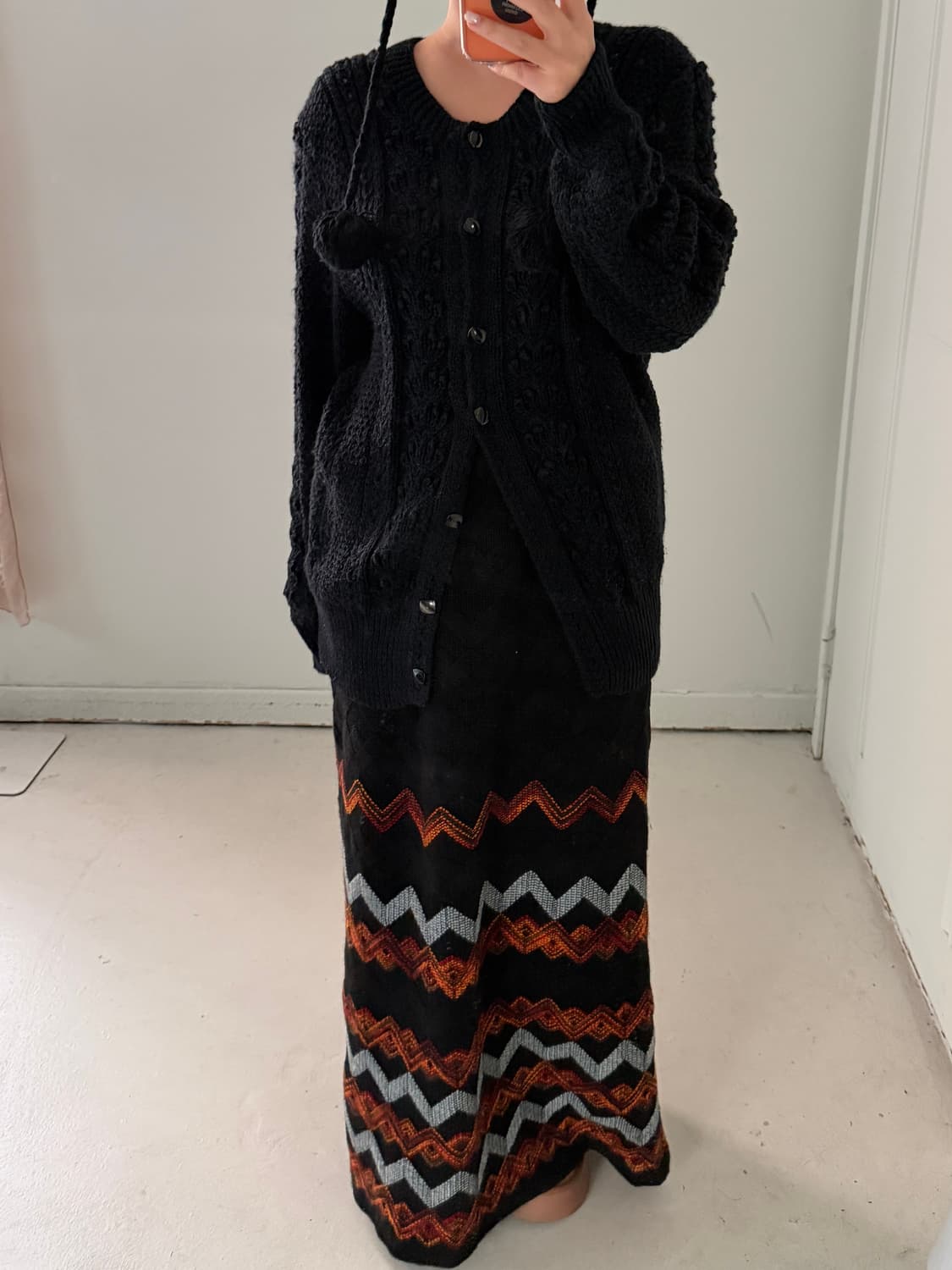 일본빈티지 자수 맥시 롱 니트스커트 상품이미지5