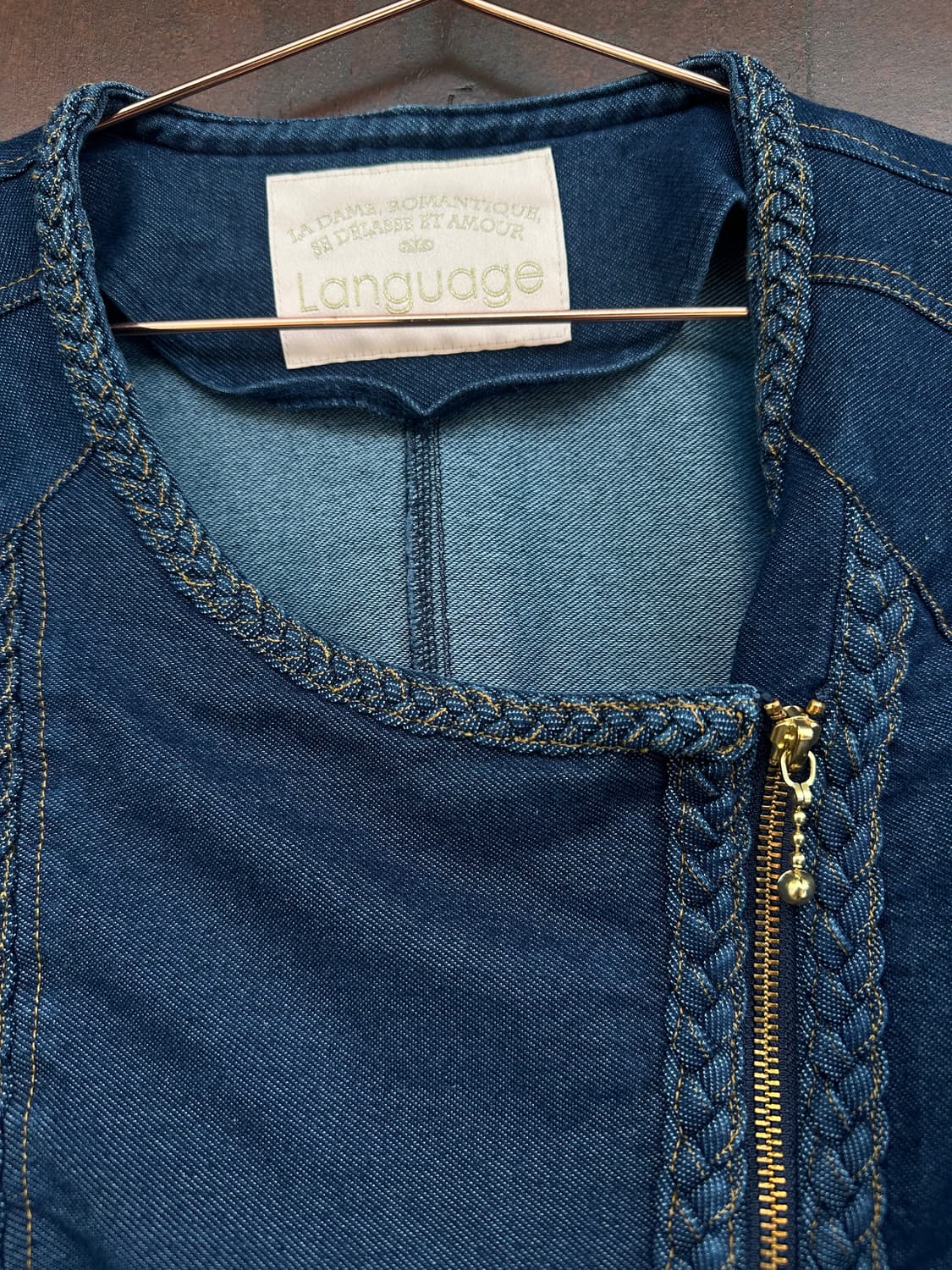 땋임 디테일 데님 라이더 자켓 상품이미지3