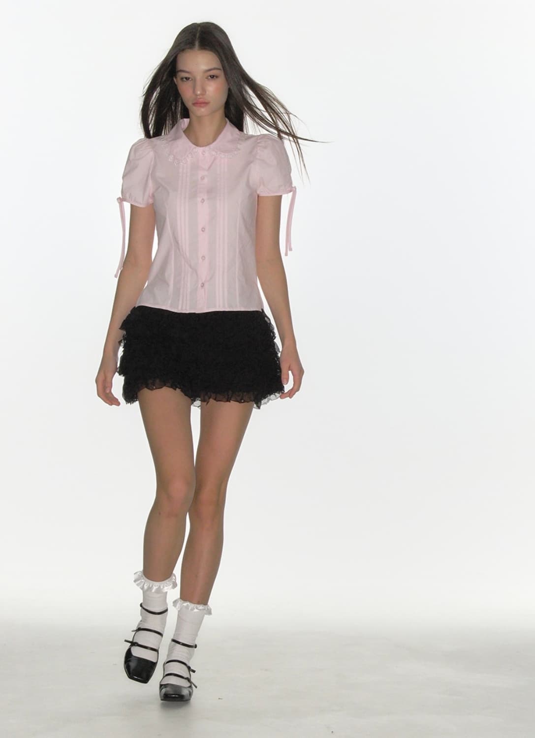 크랭크) 프릴 셔링 미니 스커트  상품이미지2