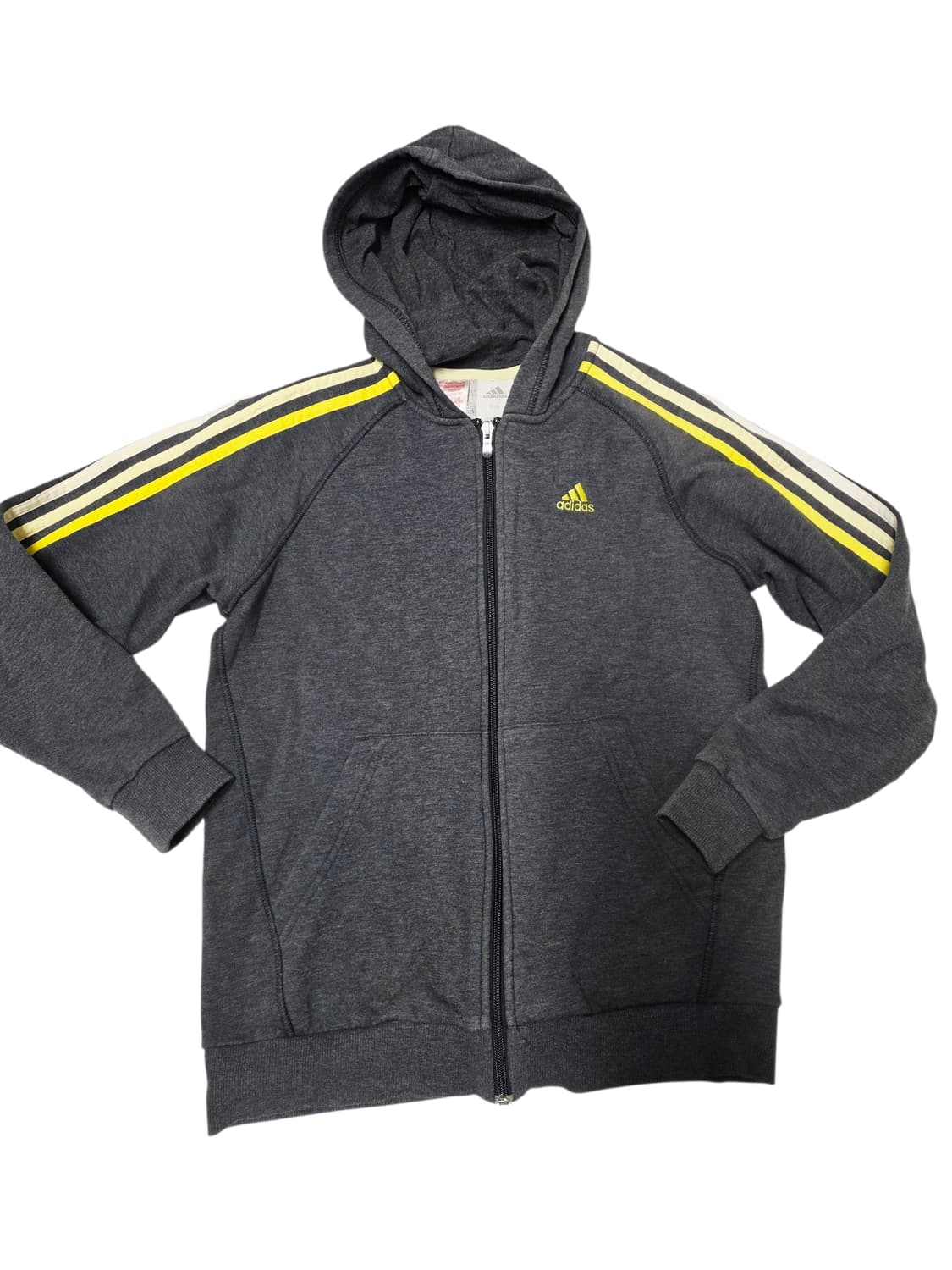 [아디다스] 희귀 꿀벌컬러 그레이 옐로우 삼선 기모 후드집업 M 상품이미지1
