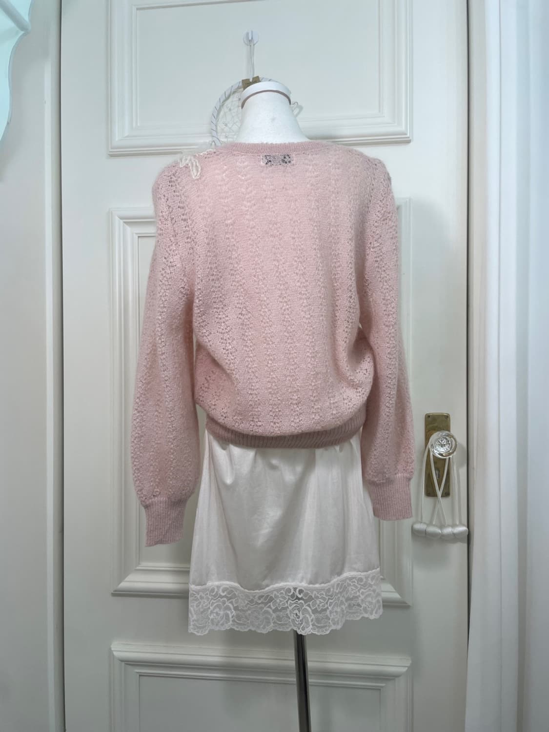pink ivory flower embroidery cardigan&sh 상품이미지3