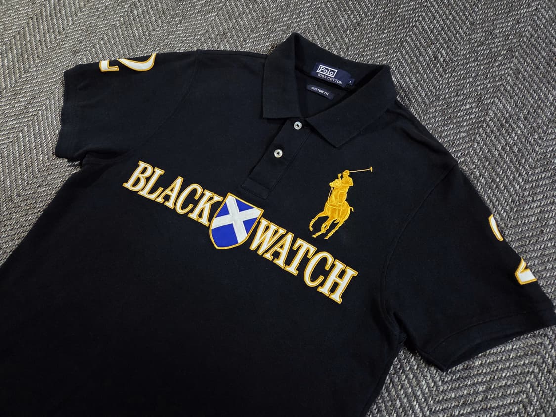 폴로 랄프로렌 블랙와치 블랙 골드 빅포니 카라 반팔티 상품이미지3