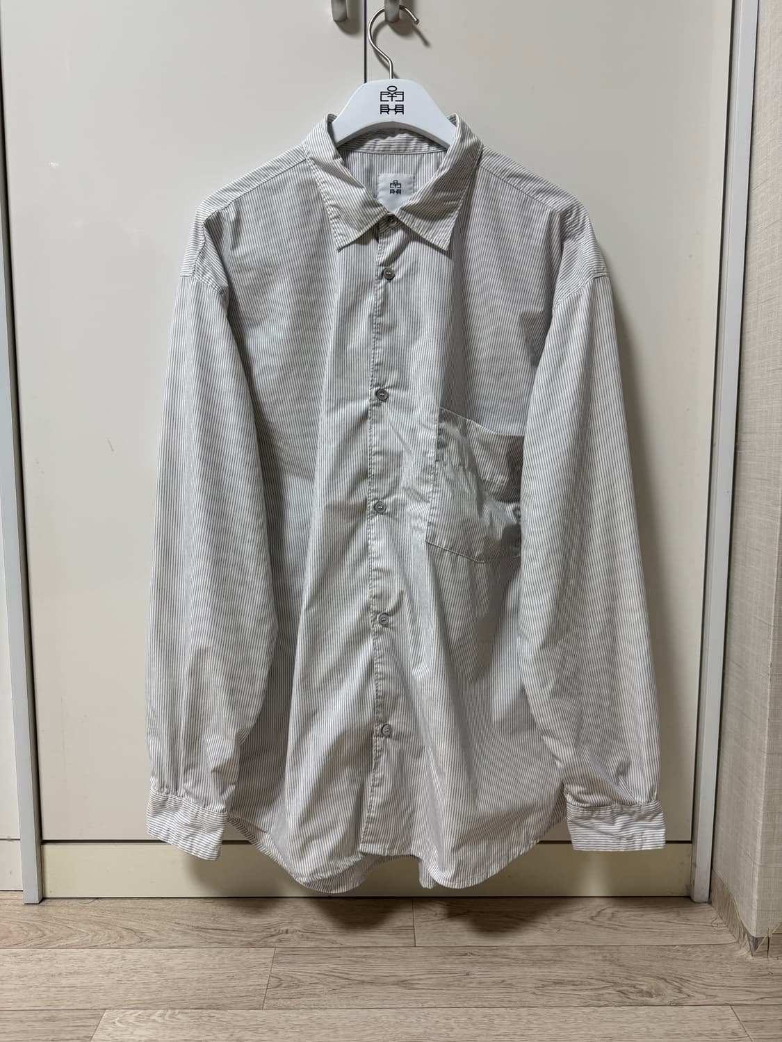 4) 폴리테루 루즈드 스트라이프 셔츠 유즈드 화이트 상품이미지1