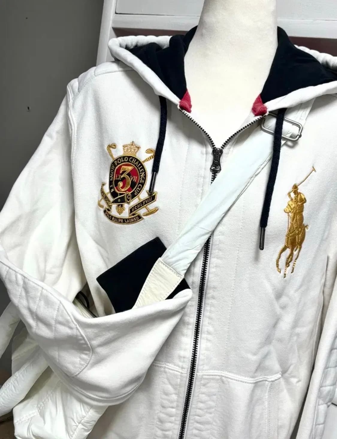 폴로 빅포니 금장 화이트 후드집업 상품이미지1