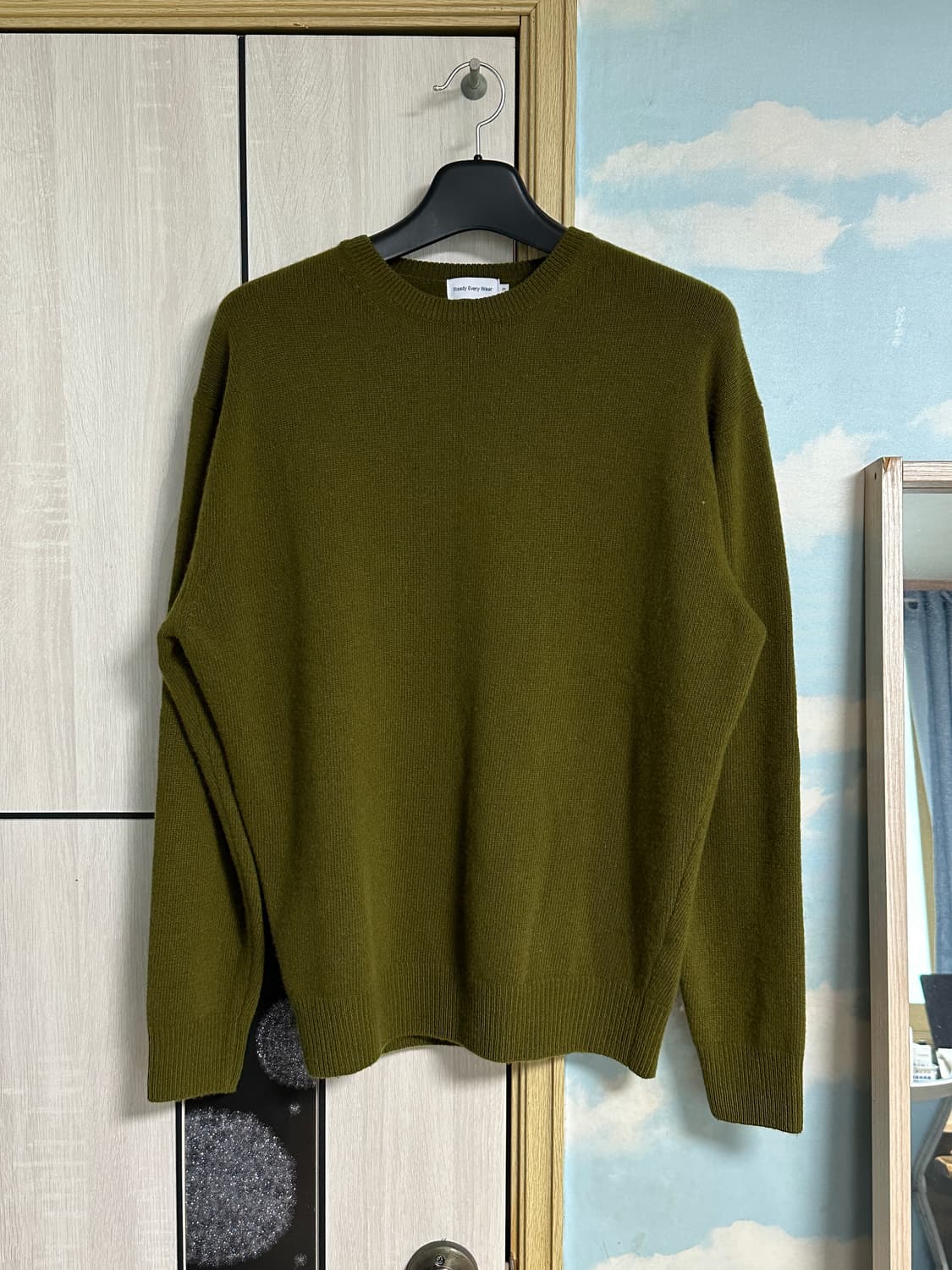 (3) 스테디에브리웨어 코지 울 캐시미어 라운드니트 올리브 상품이미지2