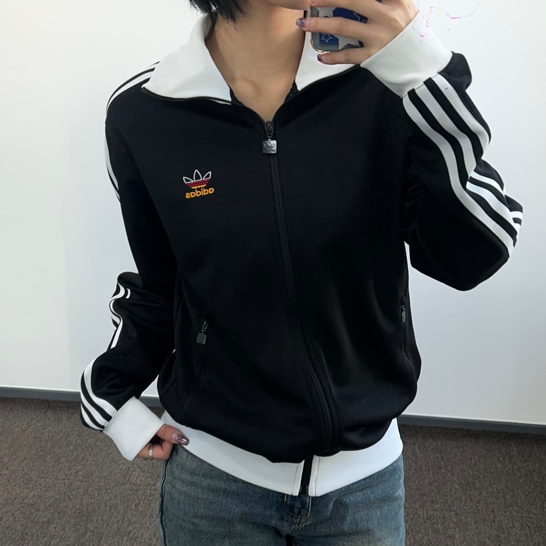 Adidas 아디다스 파이어로고 블랙화이트 배색 져지 상품이미지2