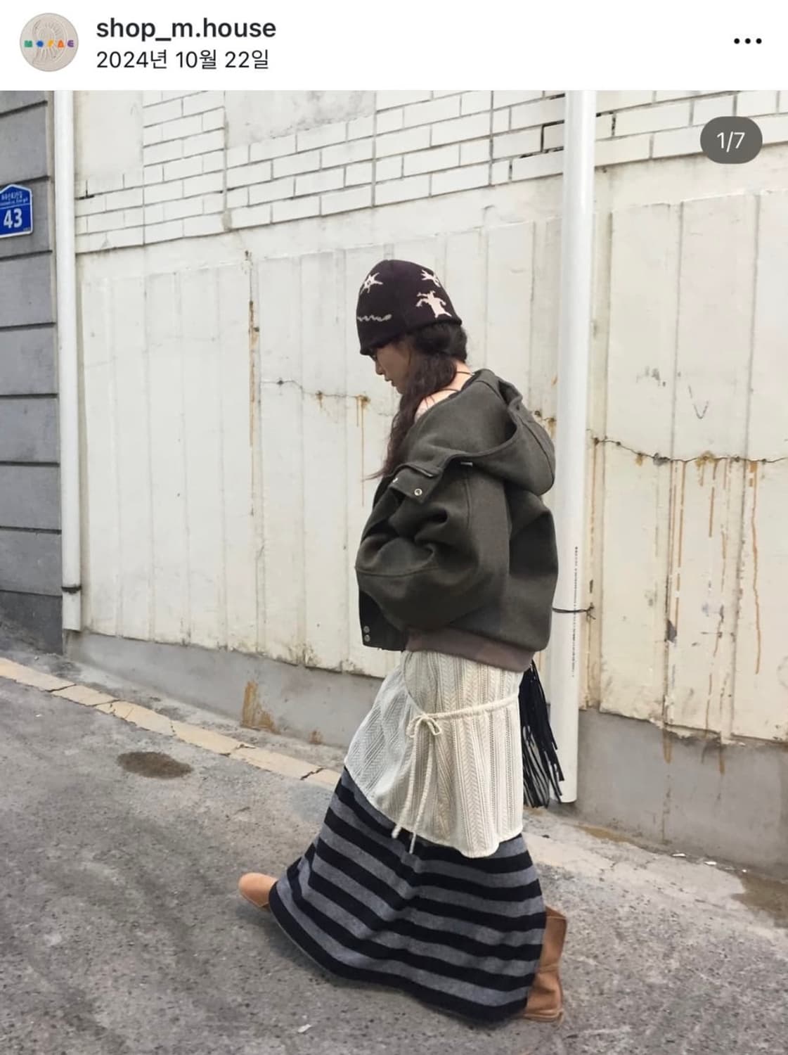 모래하우스 울 워머 후드 누빔 블루종 점포 하프코트 빈티지 상품이미지1