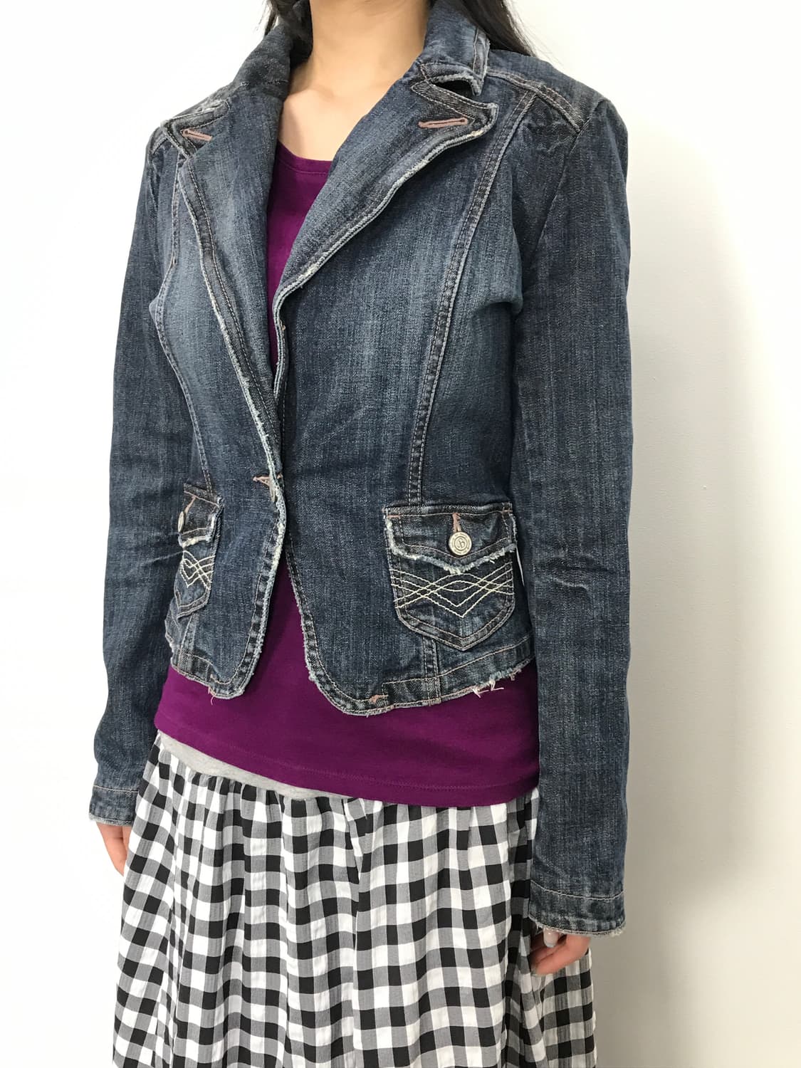 00s OZOC One Button Denim Jacket 상품이미지3