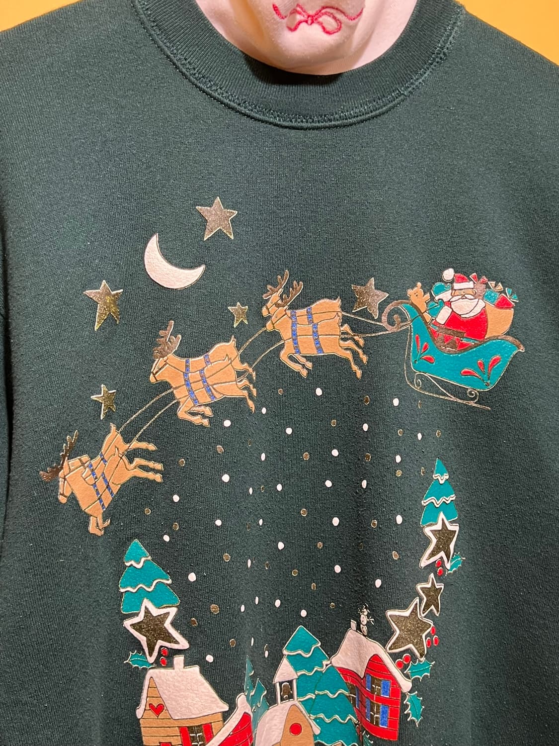 90s [M] USA 크리스마스 순록 산타 그래픽 빈티지 맨투맨 상품이미지6