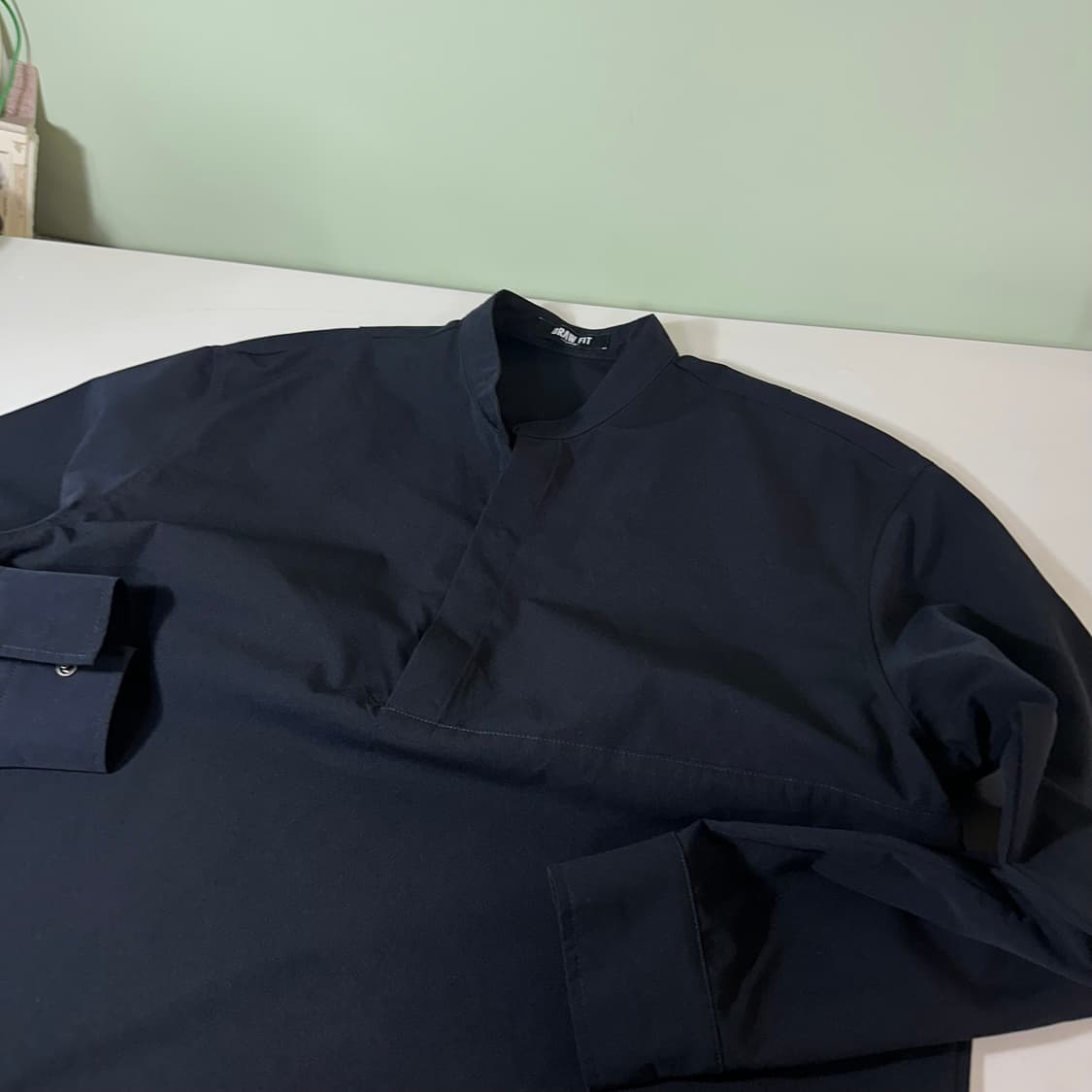 L-XL 드로우핏 블랙 히든헨리넥 폴리 긴팔티 상품이미지1