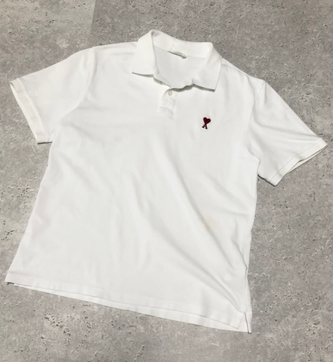 아미 하트 로고 반팔 카라티 화이트 티셔츠 상품이미지1