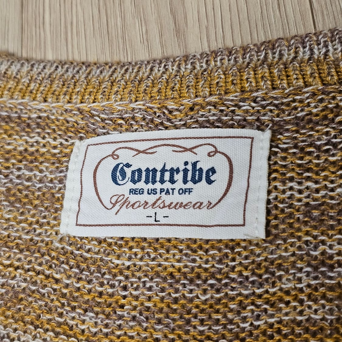 M L 95~100 Contribe 마 면 혼방 니트 가디건 브라운 공용 상품이미지8