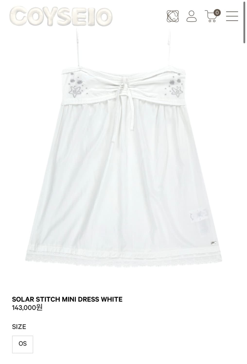코이세이오 SOLAR STITCH MINI DRESS WHITE 상품이미지1